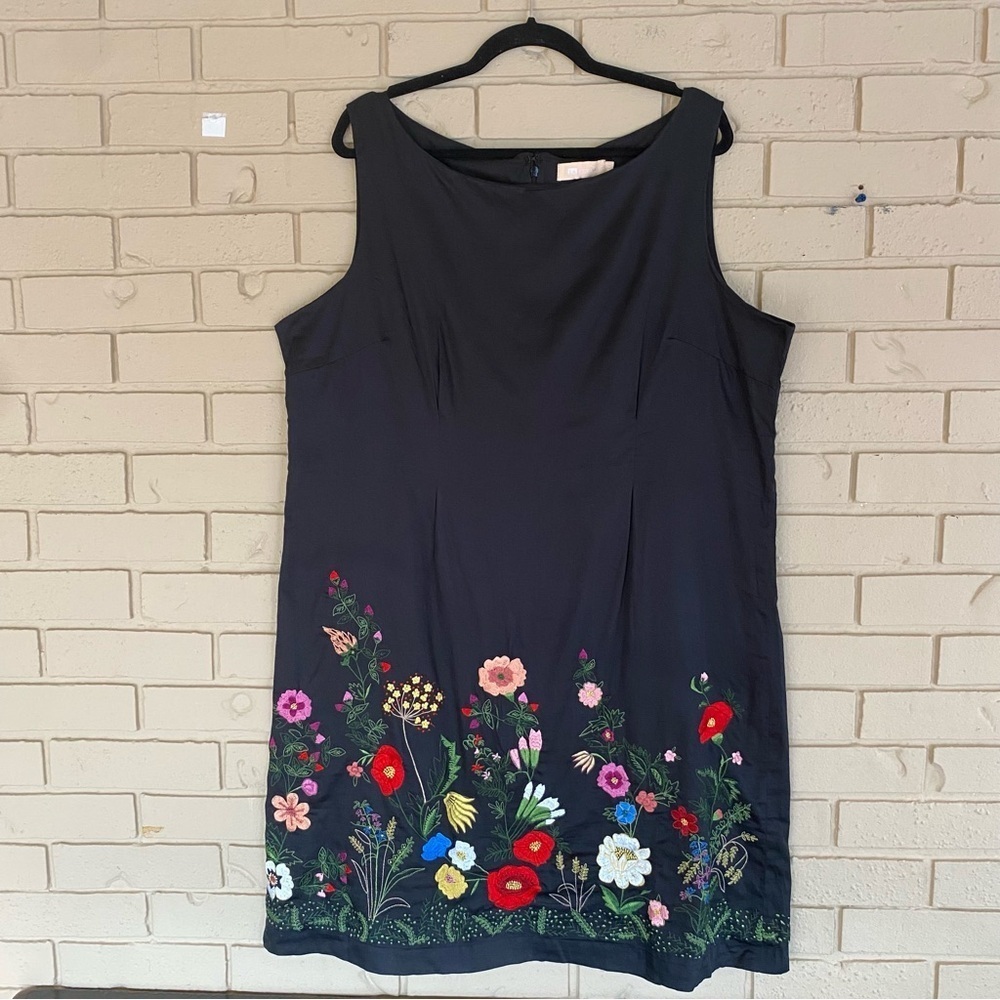 La Cera Cotton Embroidered Floral Midi Dress Size 1X Feminine Preppy Lined
